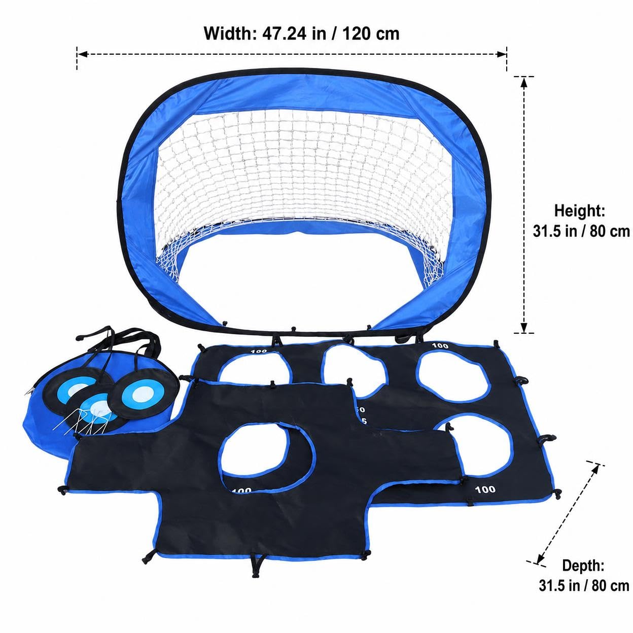 Porta da Calcio per Bambini Rete da Gioco Portatile Attrezzatura Calcistica Archi Flessibili in Fibra di Vetro Base Ancorabile Ripiegabile Adatta per