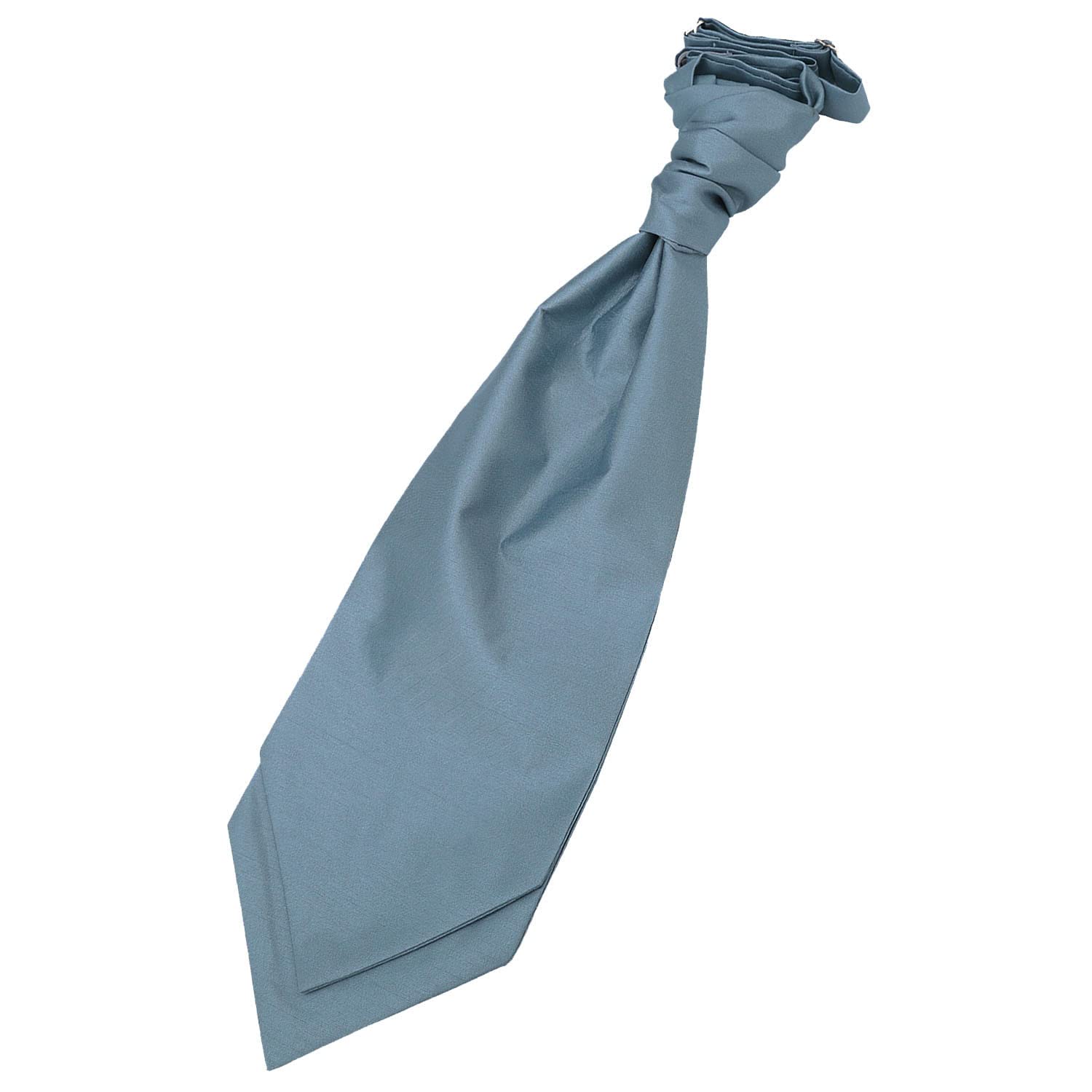 Dqt Men's Dusty Blue Plain Shantung Pre-Tied Scrunchie Cravat – Wedding Formal Ascot Tie