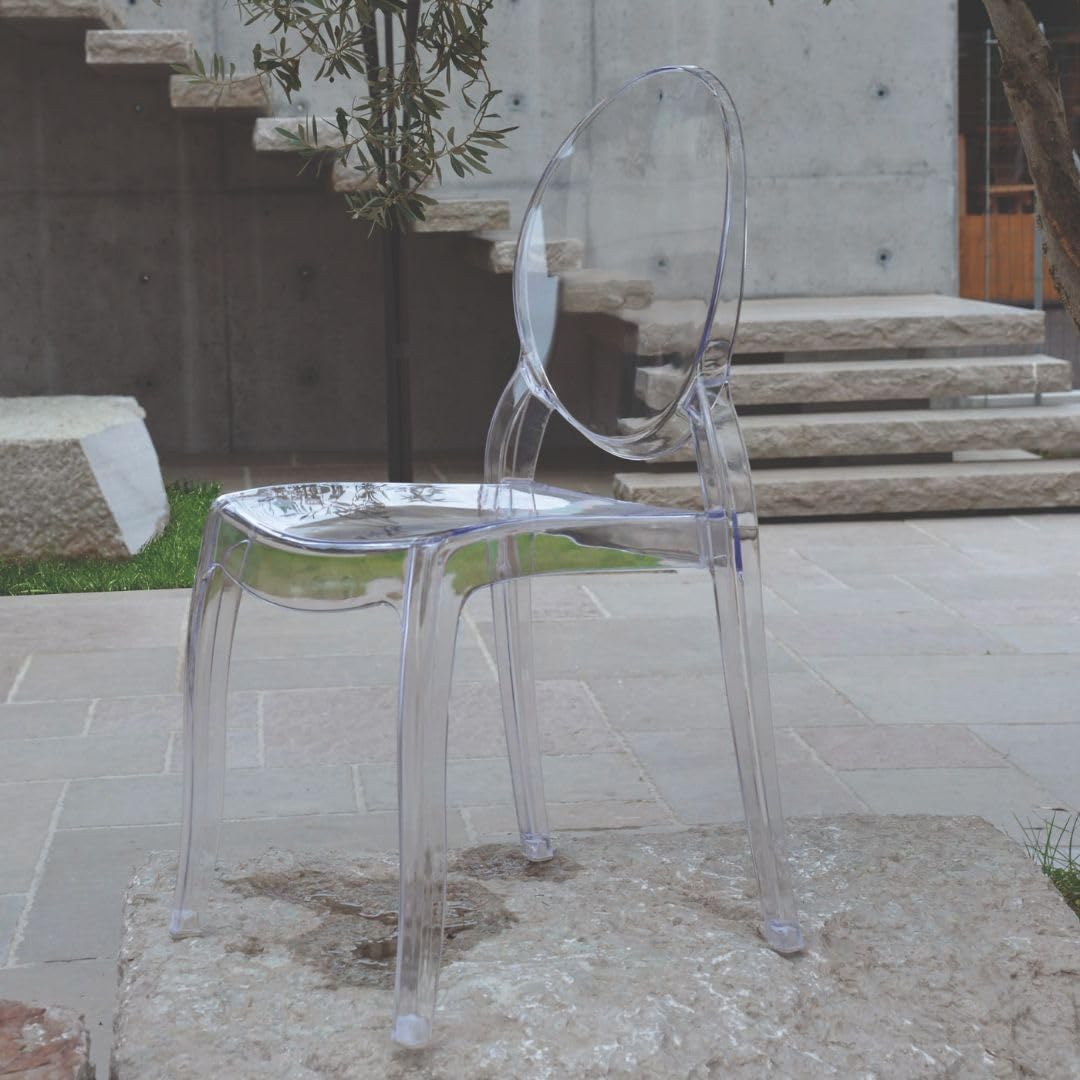 KONTE.DESIGN Set di 4 sedie BRERA in Policarbonato Trasparenti, impilabili
