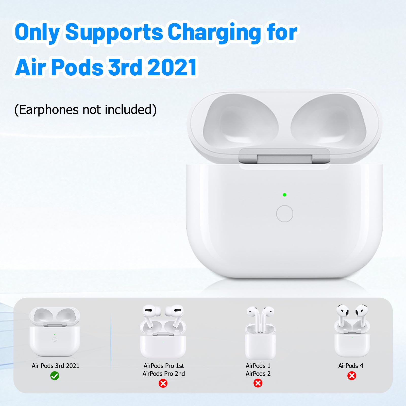 Boîtier de Recharge sans Fil AirPods 3, Remplacement avec Boutons d'appairage, Batterie 620 mAh, Port L