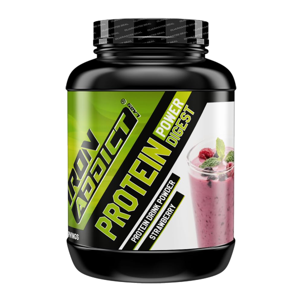 Protein Power 2Kg Iron Addict Labs - Proteína en polvo con suero de Leche y Soja - Aminograma Completo y Equilibrado con Alto Valor Nutricional - Complejo Multienzimático - Sabor Smoothie de Fresa