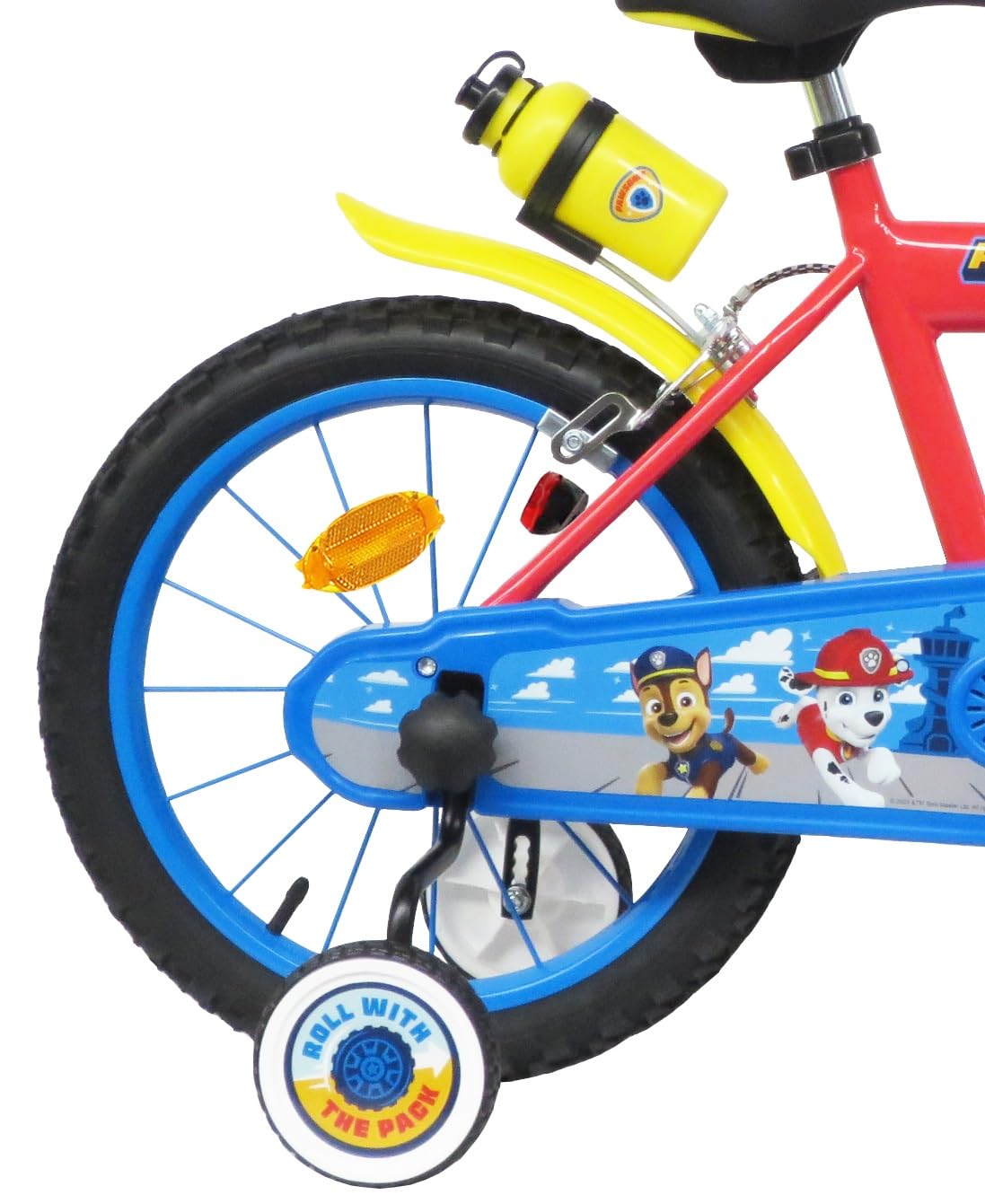 Jungen Fahrrad 16 Zoll Paw Patrol Ausgestattet mit 2 Bremsen, Dekorativer Frontplatte, Rückkanister und Stabilisatoren, rot