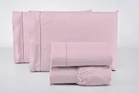 Jogo Lençol Casal 4 Peças 100% Algodão 400 Fios Toque Macio (Rosa)