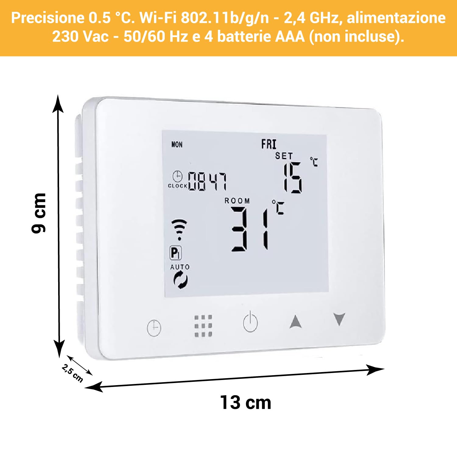 Crisalide ® - Cronotermostato Wi-Fi digital programable con control remoto y compatibilidad inteligente, compatible con Google y Alexa, blanco