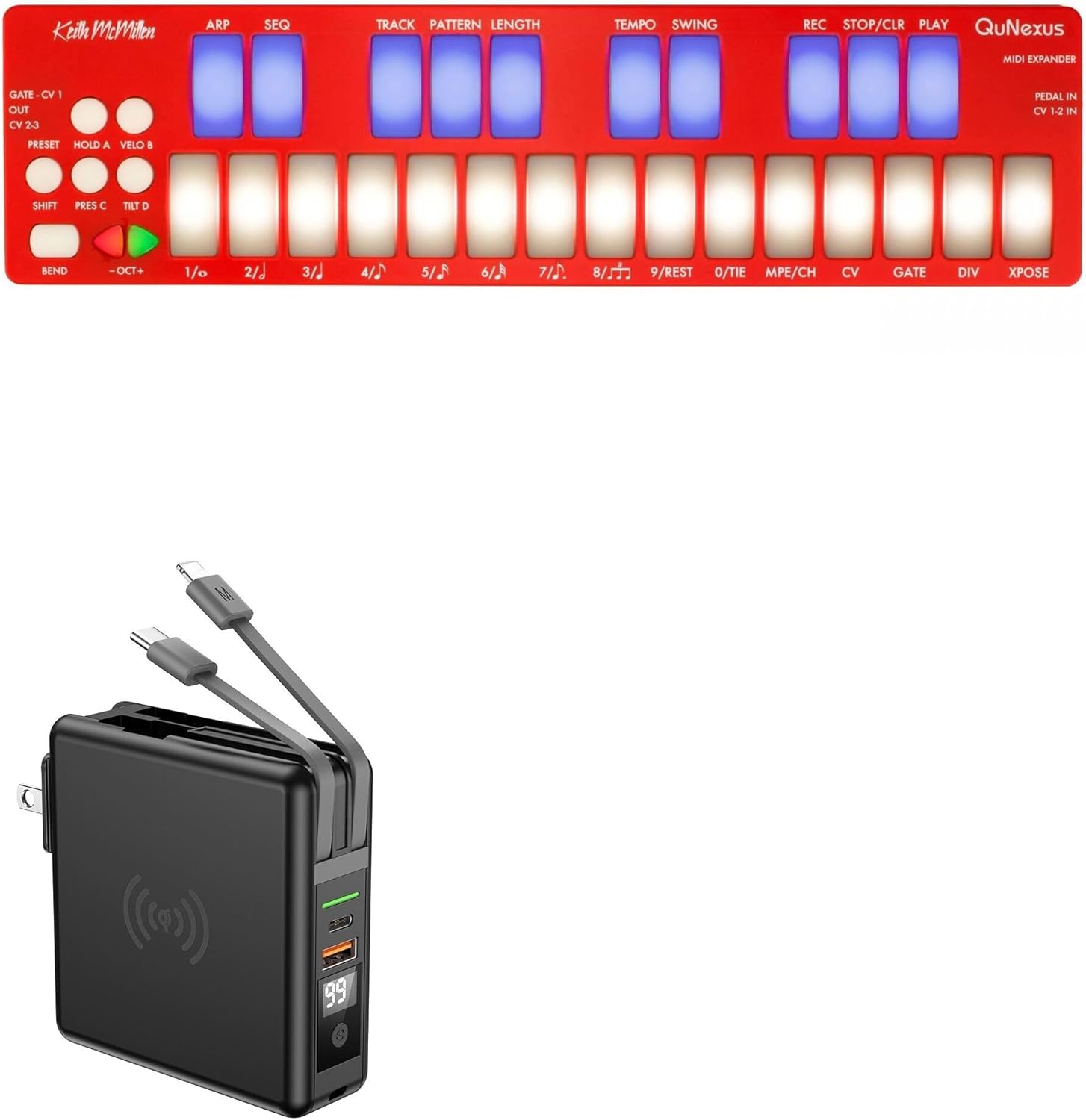 BoxWave Charger Compatible with Keith McMillen Instruments QuNexus Keyboard Controller - Wireless Rejuva Wall Charger (10000mAh) (18W), Fold-Out Plugs Power Bank Easy Charge - Jet Black