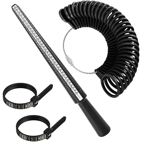 Accmor Ring Size Measuring Tool Includes Plastic Ring Sizer Mandrel Stick, Finger Sizing Ring Guage Measurer and 2 Pcs Finger Measure Tape for Women Men Jewelry Making