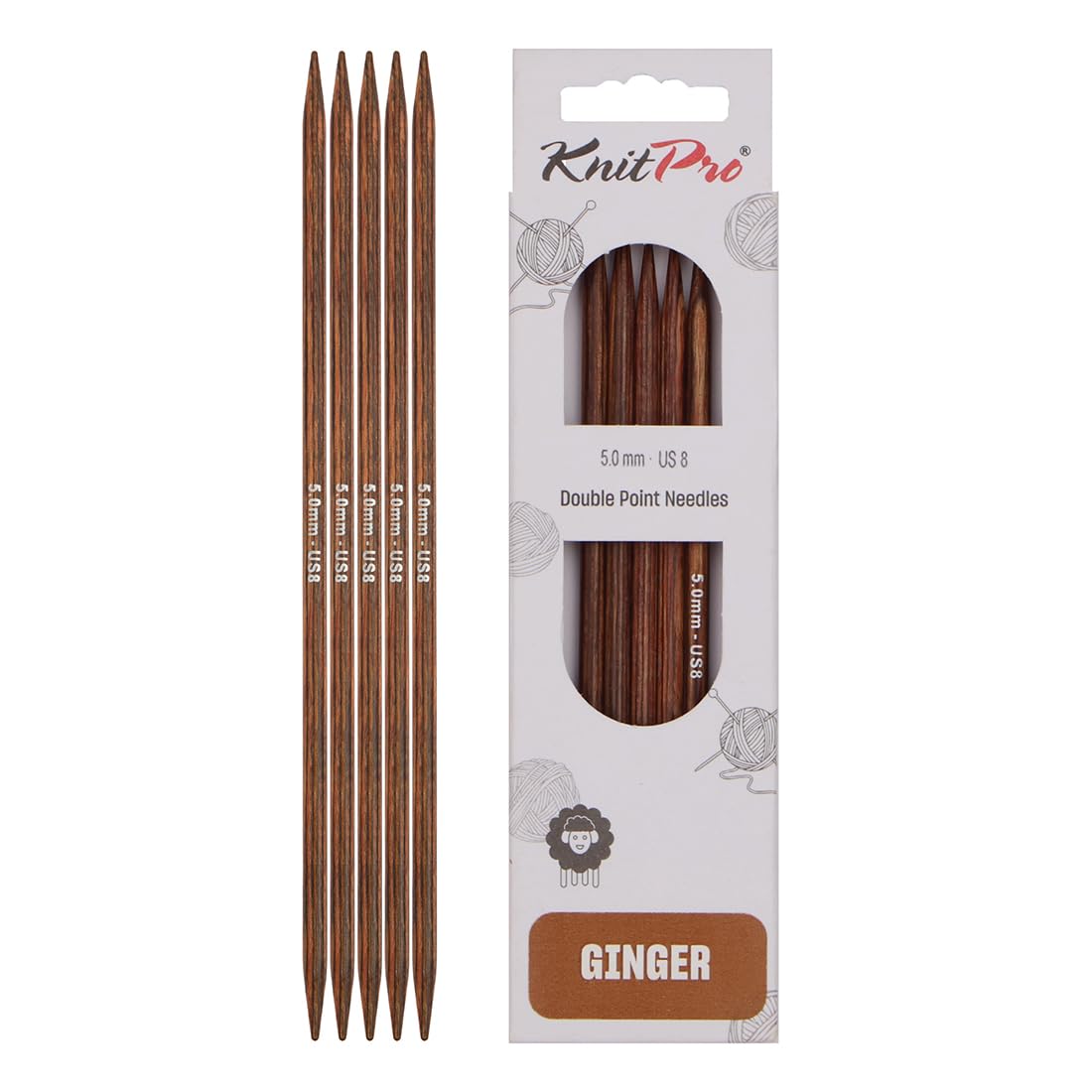 KnitPro Ginger Double Pointed Needles 5" (12.5cm) | 5.00mm