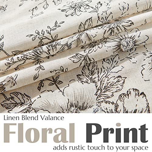 Jinchan DYMRP-ALSPC-5016C01 Linen Pleated Valance Farmhouse Floral Printed Valance thumb #4