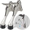 CRANACH Heavy Duty Door Stopper,Bottom of Door,Kickdown Door Stop for Heavy Door,One-Touch,Adjustable,Rubber Tip,Door Mounted,4in Metal Door Kickstand,2PC Door Stoppers Wall Protectors for Wide Doors