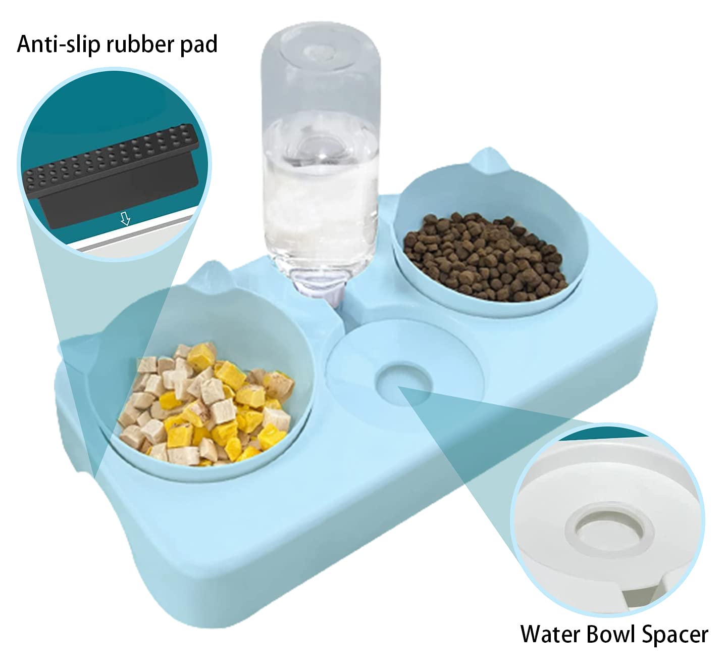 3-in-1 Katzennapf Mit Ständer – Erhöhte Futterschalen, Wasserspender, Neigbar, Für Kleine & Mittelgroße Katzen/Hunde