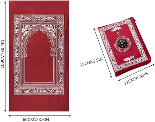 Miniatura 2 de Alfombra de oración islámica, alfombra de oración musulmana, con bolsa de transporte de bolsillo de brújula, 1 alfombrilla de oración de viaje