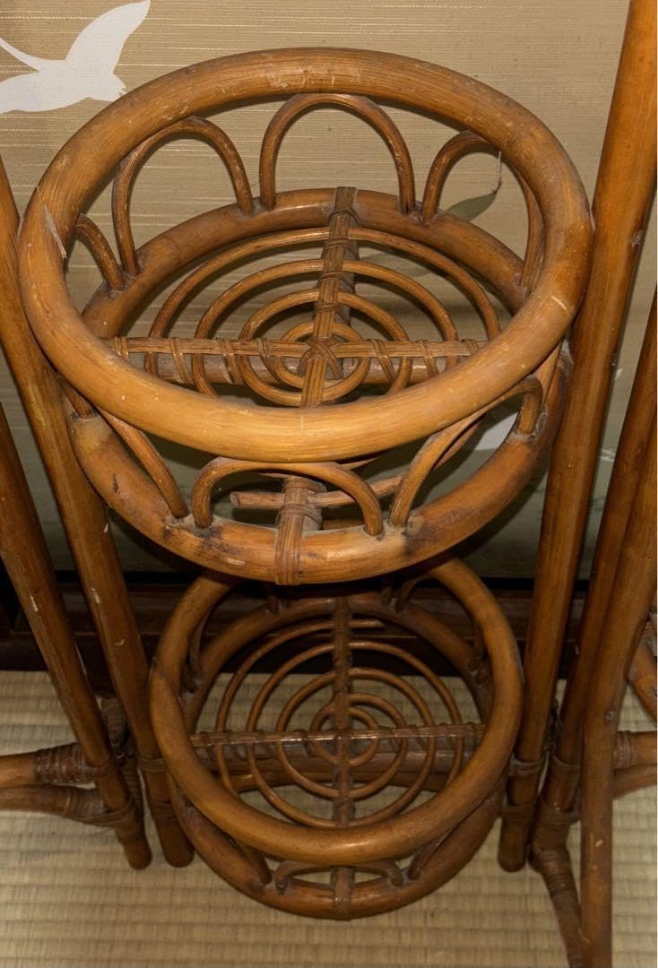 レア 藤 ラタン フラワースタンド 折りたたみ可能 アジアン 昭和レトロ レア 藤 ラタン フラワースタンド 折りたたみ可能 アジアン 昭和レトロ