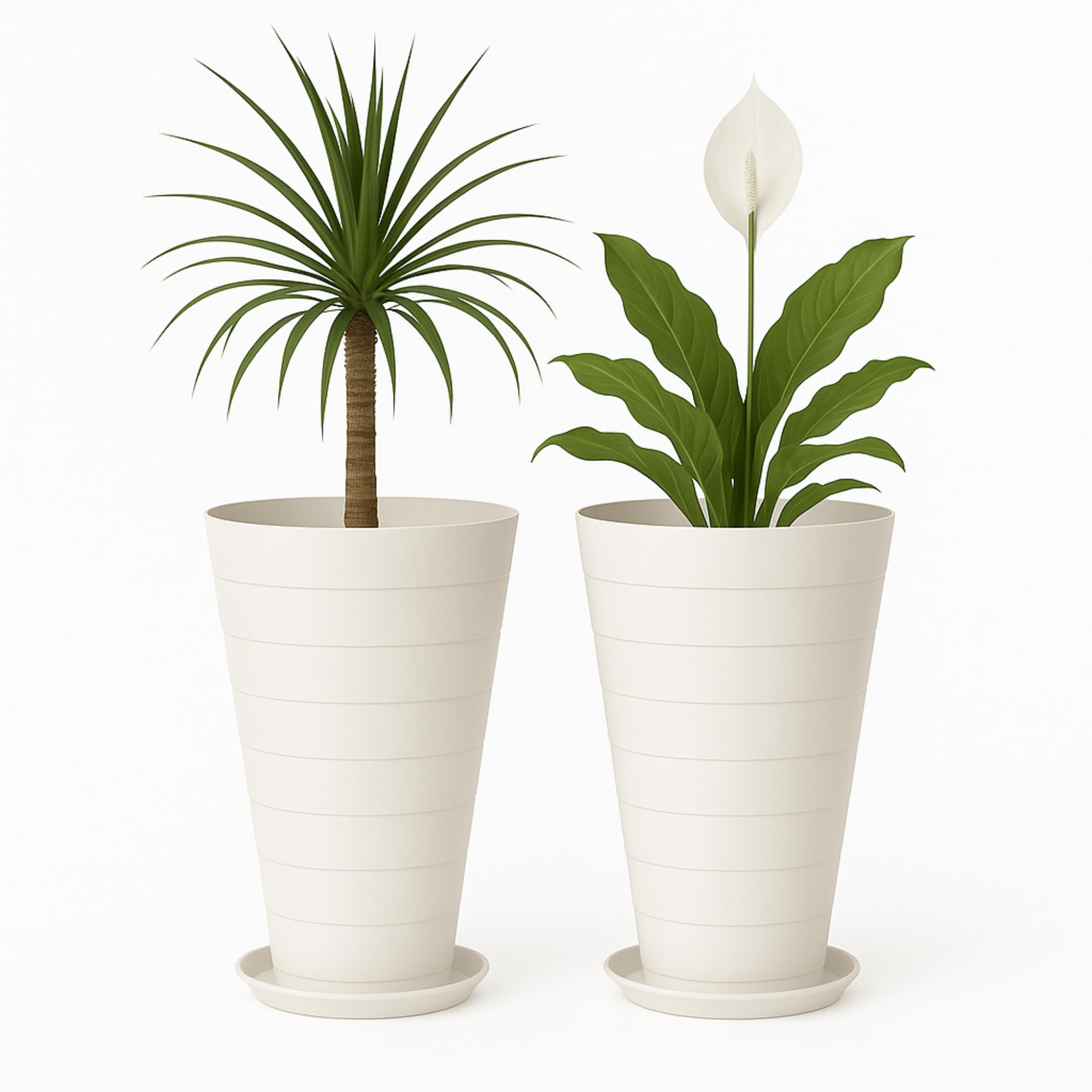 Maceteros Decorativos Interior y Maceteros Grandes Exterior - 3X Macetas Grandes Blanco Elegante (30 cm) Macetas Plastico con Drenaje - Tiestos para Plantas, Jardín, Terraza y Balcón — view 16