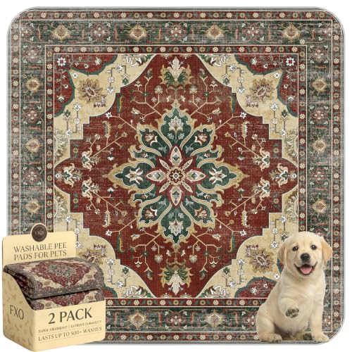 Image of Washable Pee Pads for Dogs,Great Urine Absorbent Reusable Puppy Training Pads,Waterproof,Leak-Proof & Non-Slip Potty Pads for Whelping,Crate,Playpen,Bed.(Red Forest Floral,36 inchx36 inch)