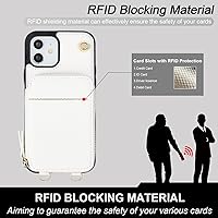 Vista 45 de Bocasal Funda tipo cartera cruzada para iPhone 12/12 Pro, funda de piel con bloqueo RFID y soporte para tarjetas, funda protectora con cremallera