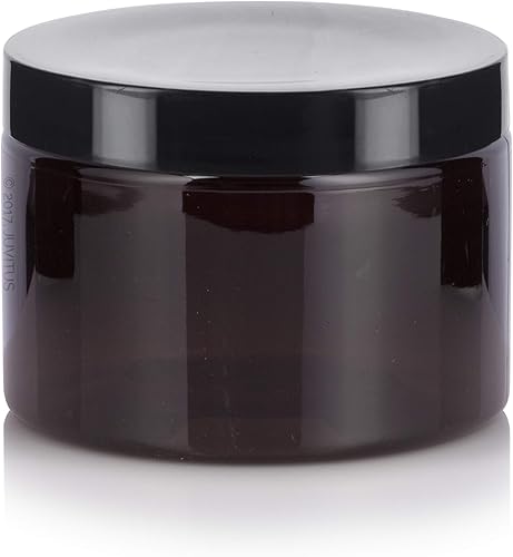 Miniatura 3 de JUVITUS Tarro de plástico PET ámbar de 12 onzas (sin BPA) recargable de bajo perfil (paquete de 6) contenedores de almacenamiento vacíos