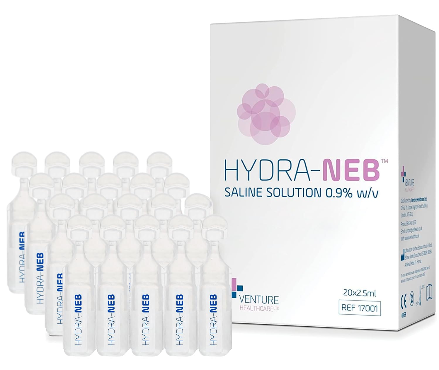 50ml Isotonic Saline Solution 0.9% NaCl - Inhalation Solution for Nebuliser – Reduce Mucus and Allergy Symptoms - Nebuliser Saline Solution for Humidyfing Airways