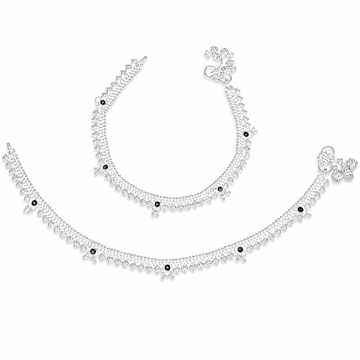 White Metal Traditional Anklet for Women | 10 Inch Heritage Style Payal-image-37