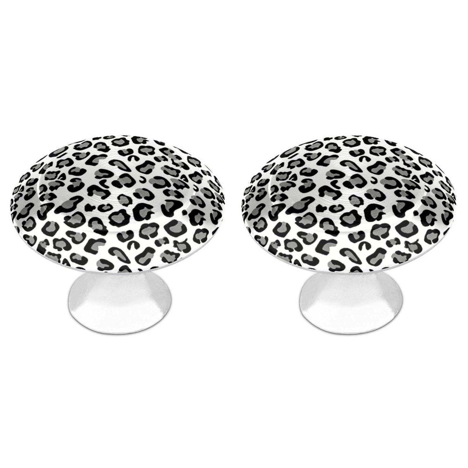 Btcowzrv Style Gray Leopard Print 2 Pack Cabinet Knobs Drawer Pulls