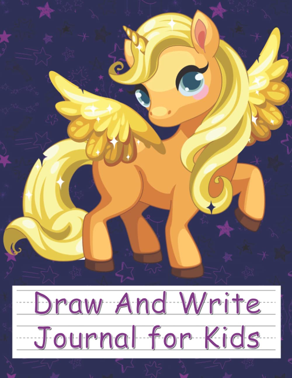 Draw And Write Journal For Kids: Unicorn Cover, Primary Ruled Journal 3/4 Inch, Dotted Mid-line And Drawing Space