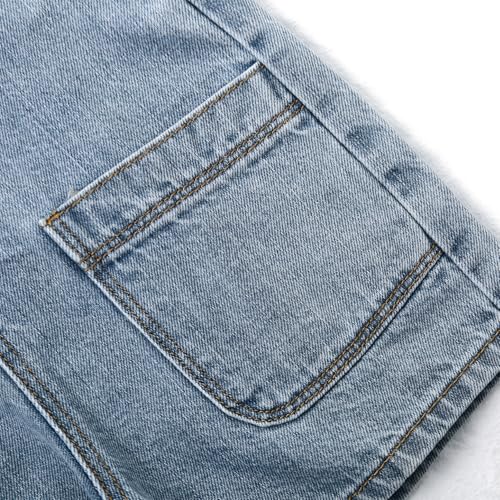 KIDSCOOL SPACE Girls Boys Jeans Shorts,Adjustable Straps Summer Denim Shortalls4