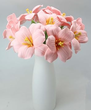 Artificial PU Tulips Flowers,10pcs,Light Pink Bouquet