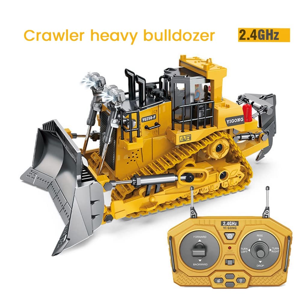 1:24 2.4GHz 9 Canaux TéLéCommande Tracteur Jouet Bulldozer RC Alliage D'Aluminium IngéNierie Tracteur pour Enfants Style A