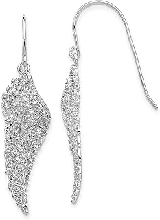 Brincos de prata esterlina 925 com zircônia cúbica de corte brilhante zircônia cúbica CZ asa de anjo pastor gancho pendente pendente lustre joias finas religiosas para mulheres presentes para ela, Prata esterlina Cristal Zircônia cúbica, Zircônia cúbica