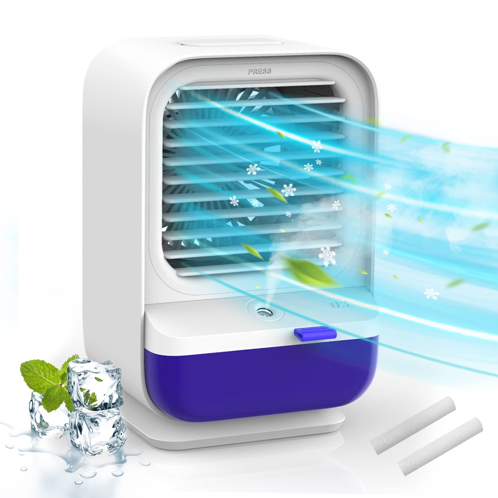 SPVCE Portable Air Conditioner Automatic Oscillating 90°, Personal Mini Evaporative Air Cooler, 3 Speeds & 2 Spray modes &...