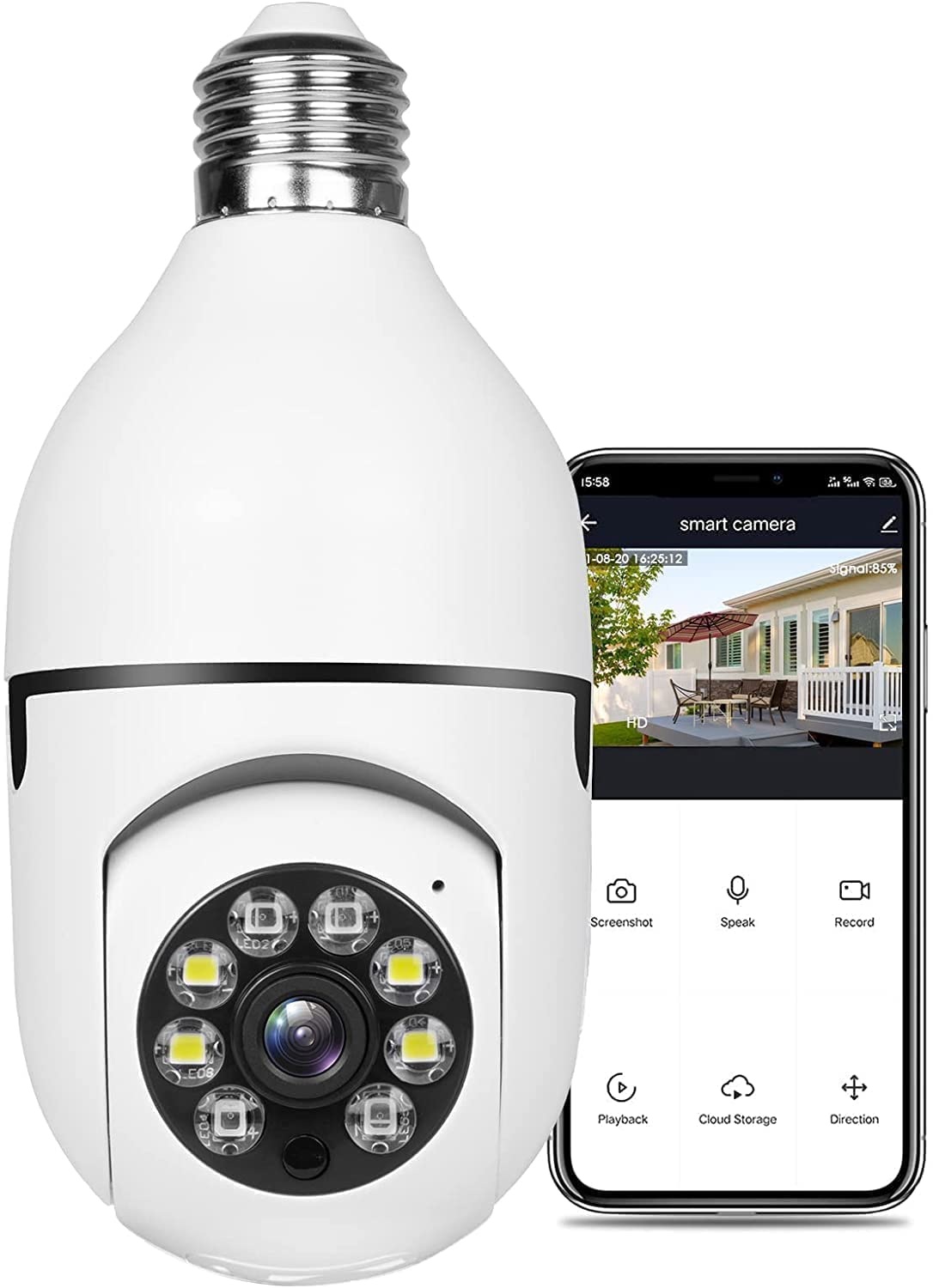 Wi-Fi Camera CCTV Camera 1080p Wireless PTZ Bulb Shape V380 Pro | Indoor 360° Smart Home Security Camera Light Vision 24x7 Continuous Recording with Motion Sensor LED Lights & Auto Tracking-image-38