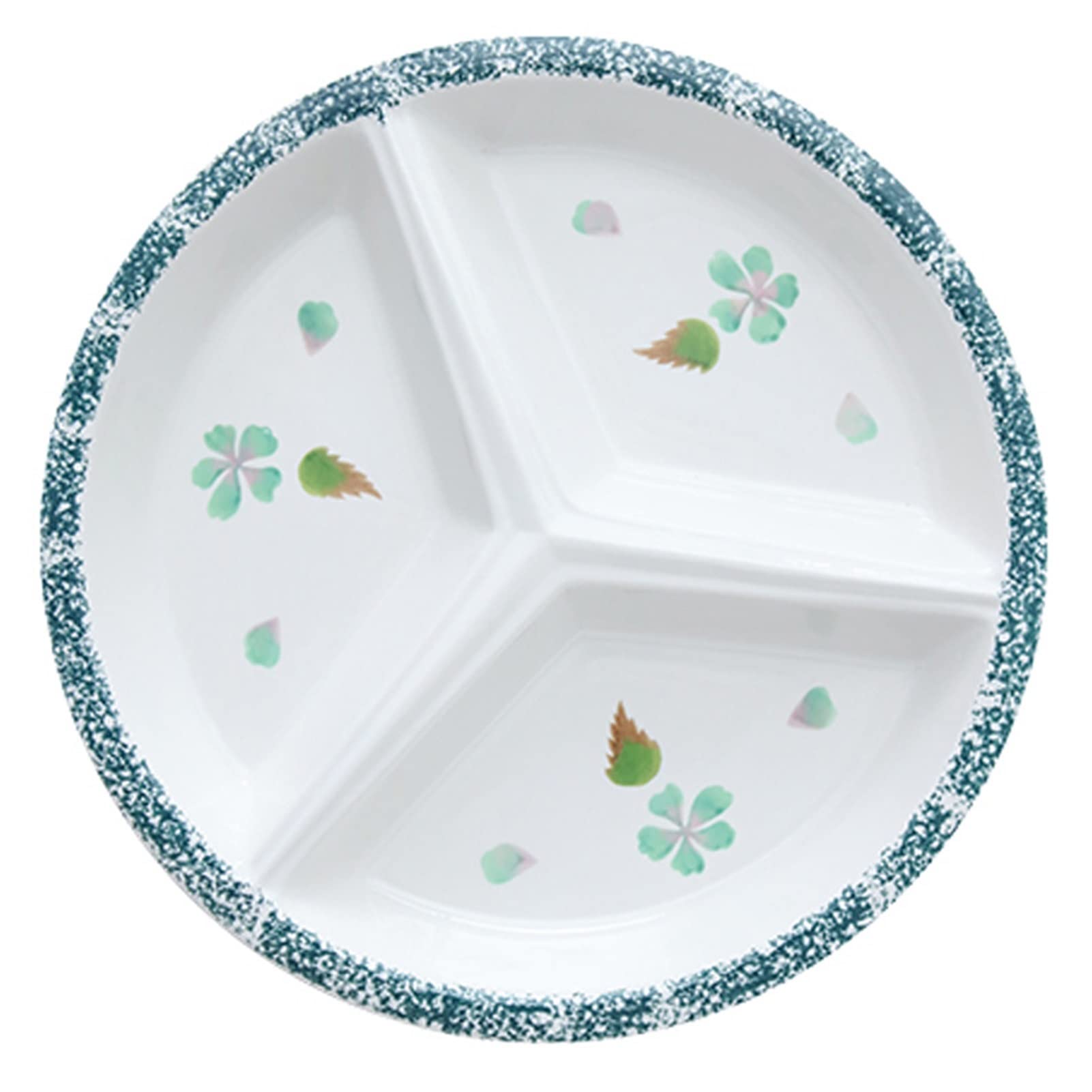 Ceramiczne podzielone talerze do serwowania cukierków, orzechów, owoców, warzyw, przystawek 3 przegródki, okrągłe talerze kontrolne dla dorosłych (Color : Grass Pattern)