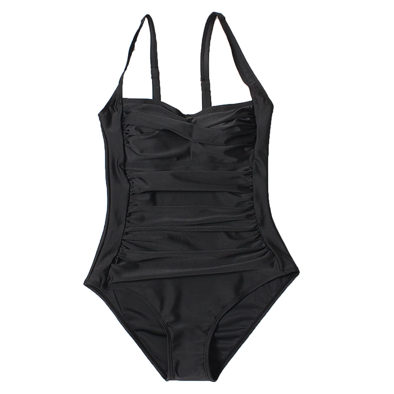 Womens Vintage Padded Push Up Swimwear Sexy Tummy Control Bathing Suits Shirred Tank Plus Size 1 Piece Swimsuits