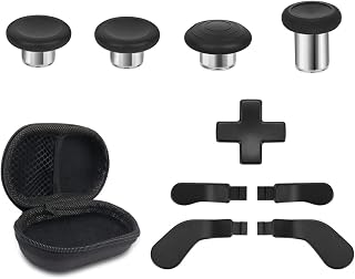 BSUZUN Metal Magnetic Thumbsticks & Paddles Kit for Xbox Elite Series 2 Core - 4 Joysticks, 4 Paddles, D-Pad Replacement Parts (Black)