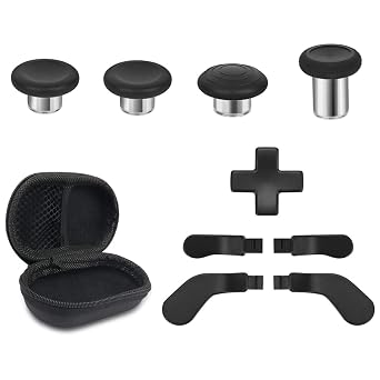 Metal Replacement Thumbsticks for Xbox Elite Controller Series 2 Core, Component Pack Includes 4 Swap Magnetic Joysticks, 4 Paddles, 1 Standard D-Pads, Accessories Parts for Xbox One Elite 2Black