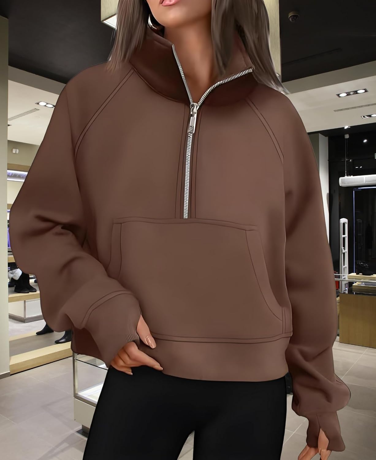 Women's Quarter-Zip Pullover - Fleece Oversized Sweatshirt Casual Fall Fashion Top for Women - Image 3