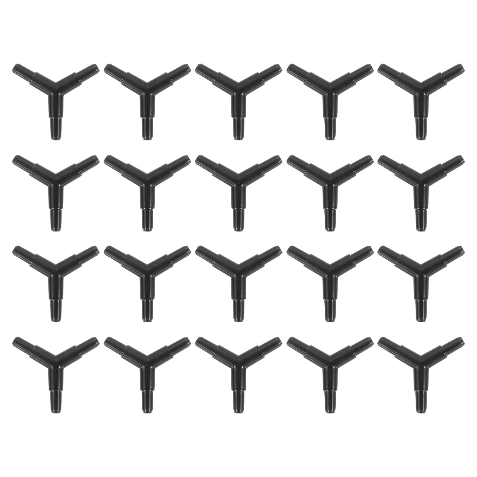 Muiltvoe 20Pcs Aquarium Air Valve Connector, 3 Way Plastic Inline Tubing Non-return Valves for 4x6mm ID Airline Tubing Fish Tank Pond Air Line, Black