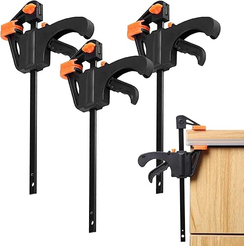 4 clips para carpintería, abrazadera F, de liberación rápida, herramienta de carpintero resistente, herramienta de mano para carpintería