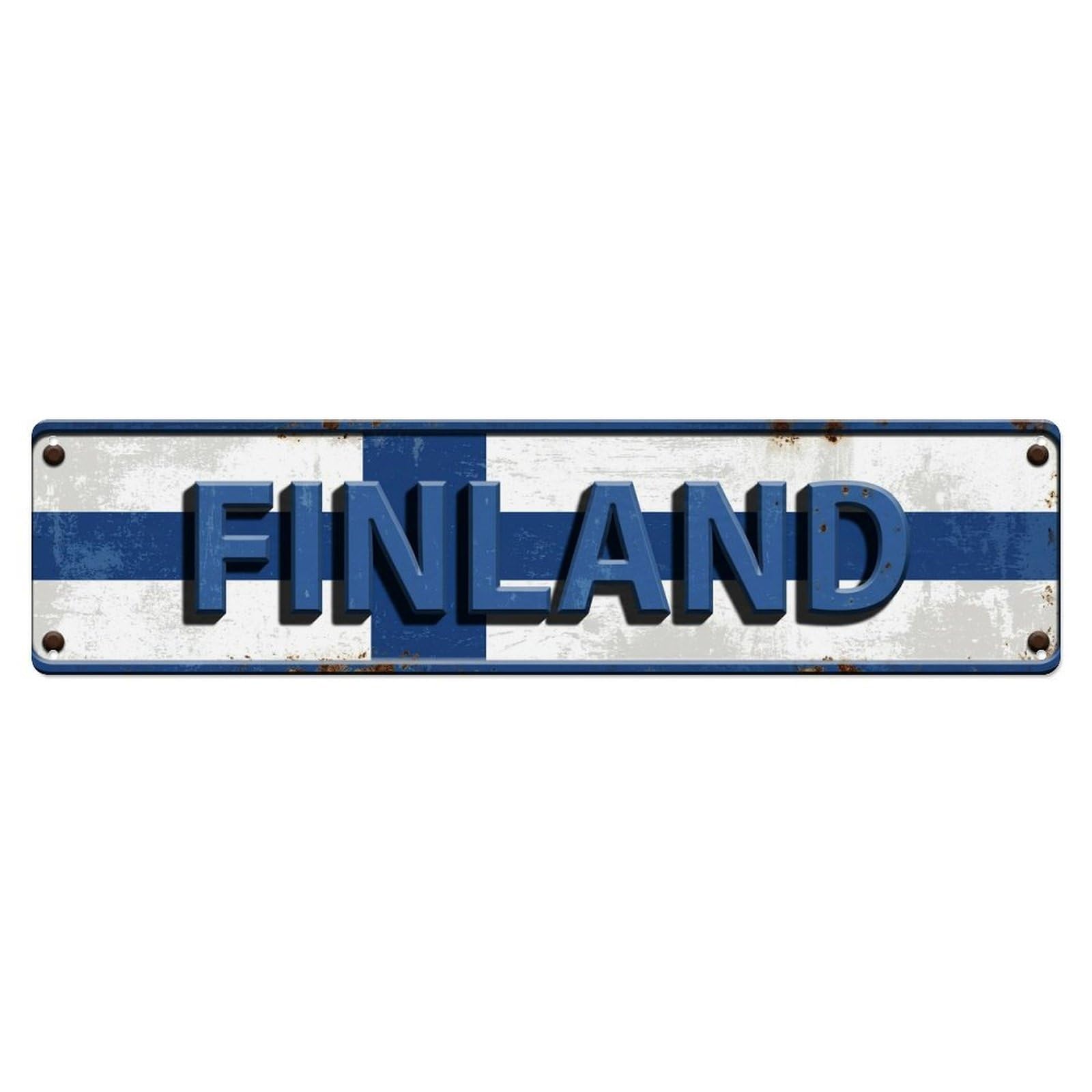 Vintage Finland Flag Pattern Metal Tin Sign