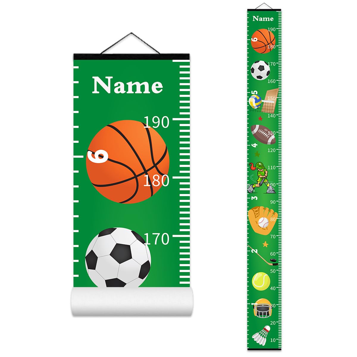 Personalized Growth Chart for Kids, Baby Height Chart with Custom Name, 77"x7.9" Canvas and Black Wood Height Measuring Rulers for Boys Girls