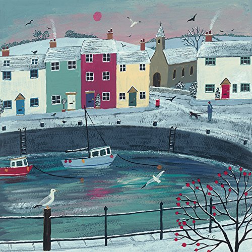 Art Group WDC95861 The Jo Grundy (A Walk Round Winter Harbour) -Canvas Print 40 x 40cm, Wood, Multicolour, 40 x 40 x 1.3 cm