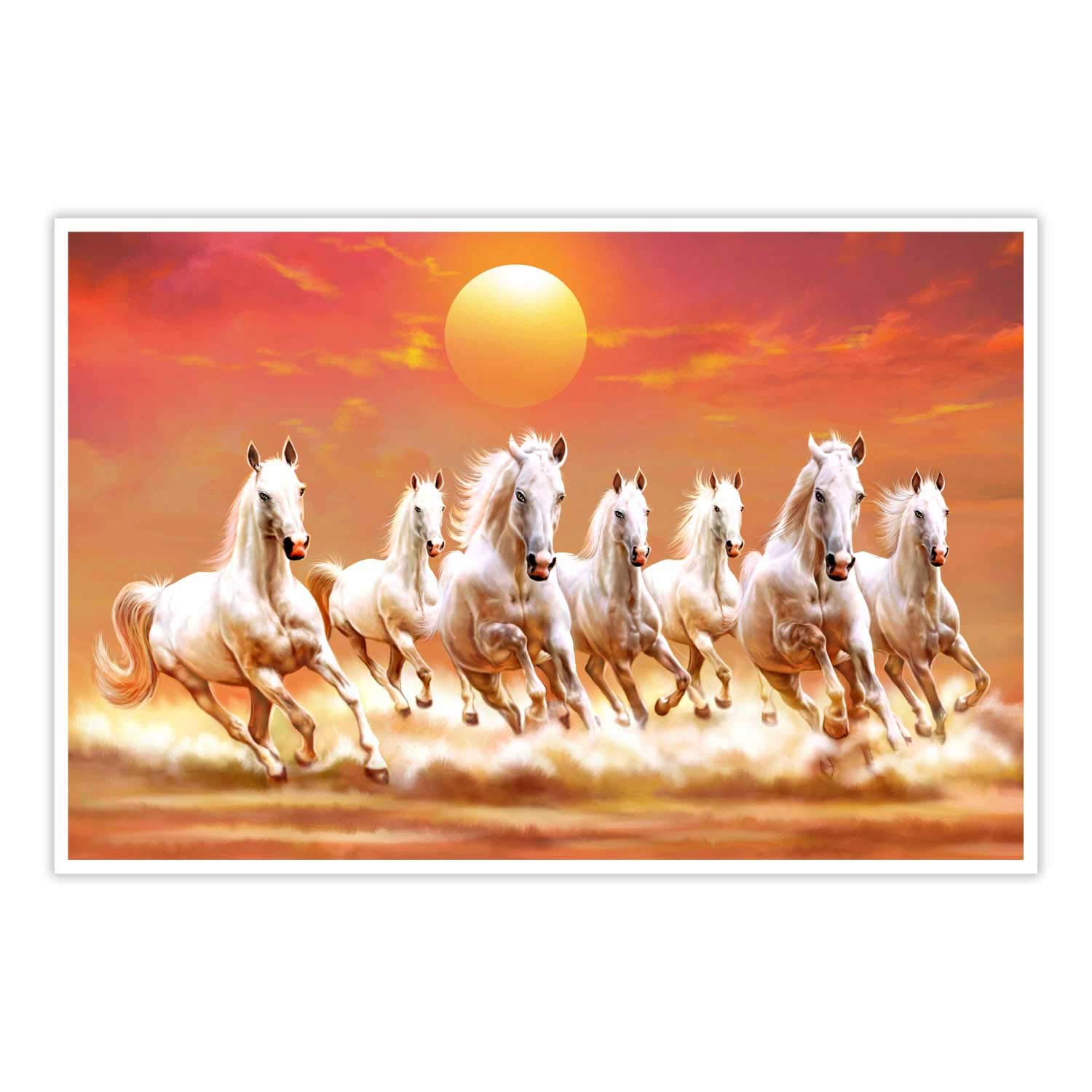 ARTAMORI Experience the Beauty of Elegance | Beautiful Seven Horse Running Paper Poster