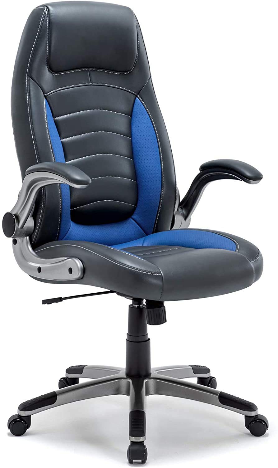 FEOPW IntimaTe WM Heart Gaming Chair with Foldable Arms, High Back Swivel PC Desk Computer Reclining Chair with Ergonomic Design (Color : Blue)