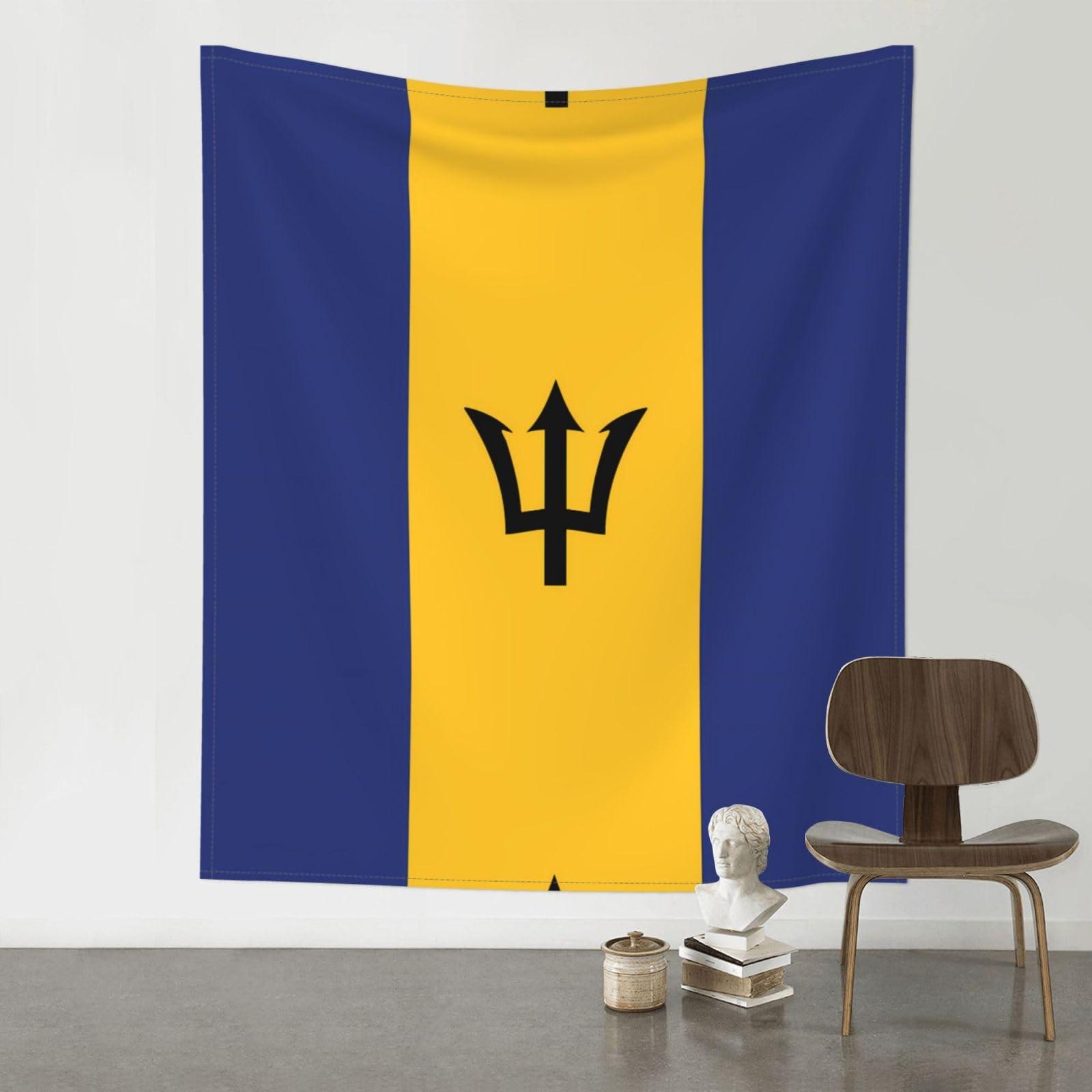 YYHWHJDE Flag of Barbados Prints Wall Tapestry 60x51in - High-Grade Polyester Throw for Dorm Room Decor, Beach Blankets & Home Accent