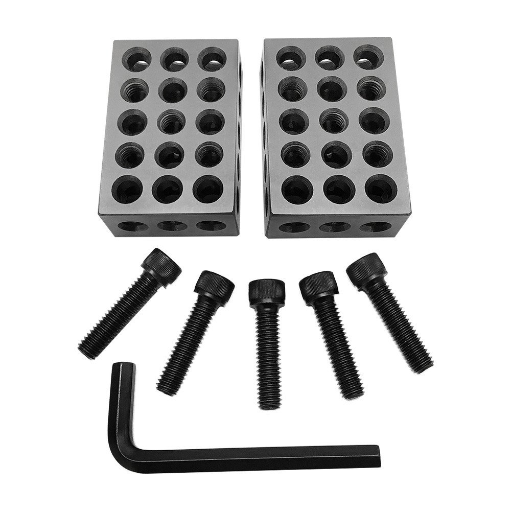 2 Pc Ultra Precision 1-2-3 Blocks .0001'' Set Holes Milling Drilling Machining