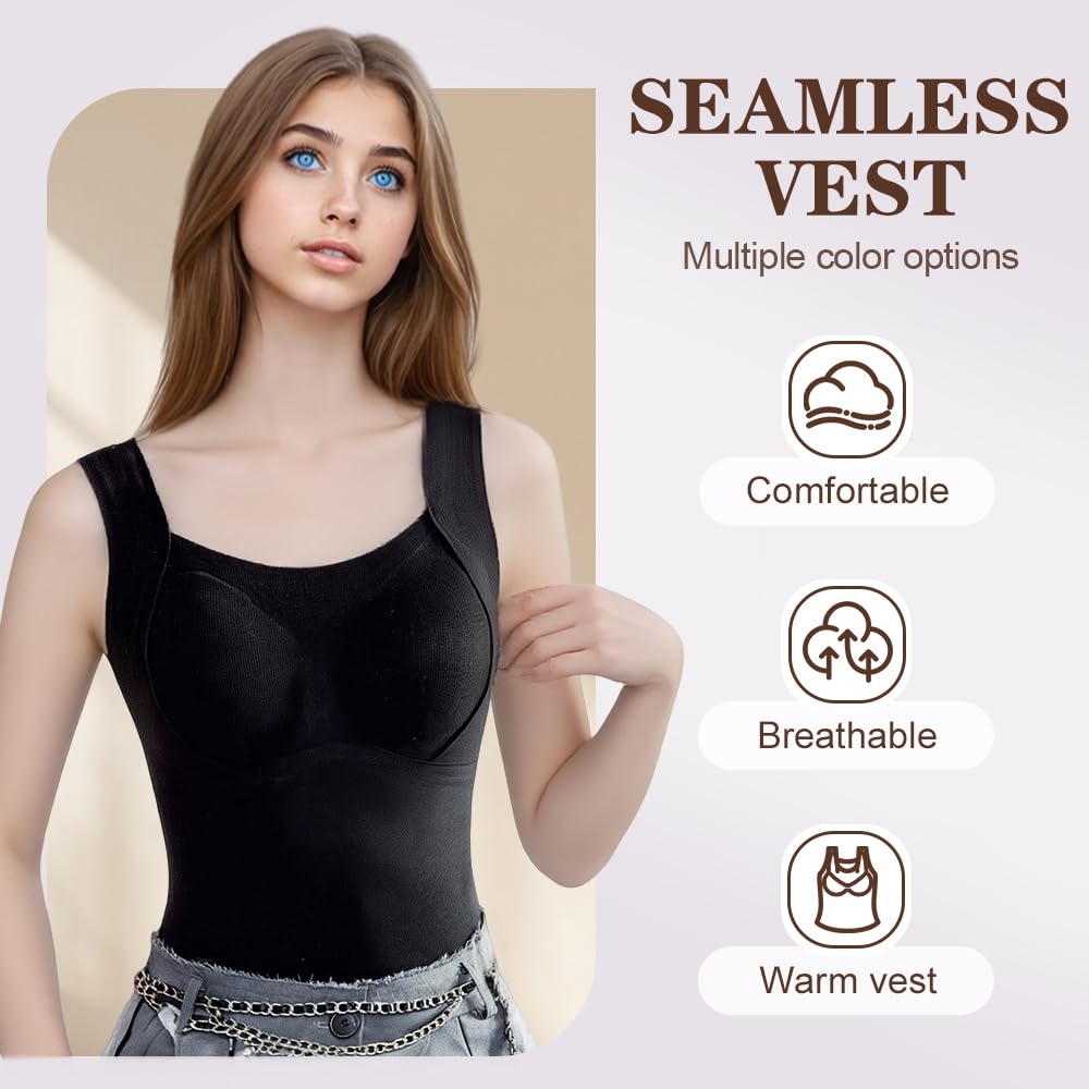 Canotta calda ispessita con reggiseno a mensola, biancheria intima da donna in cotone caldo strato di base
