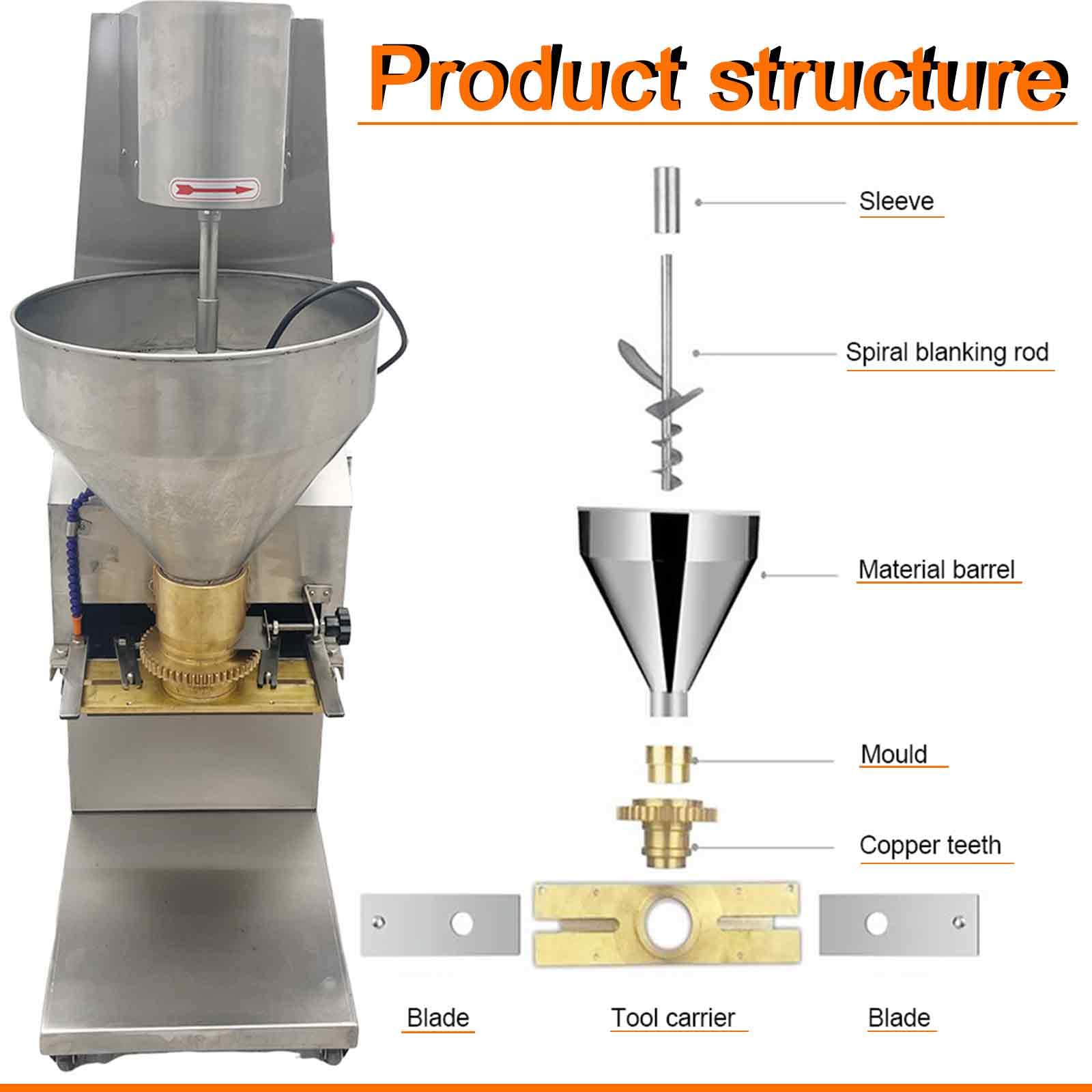 BEILOCKERY 110V 1.1KW Commercial Meatball Forming Machine with Four Models 45/50/55/60mm, 260 Meat Balls/Min, for Meat/Fish/Beef Balls, Stainless Steel