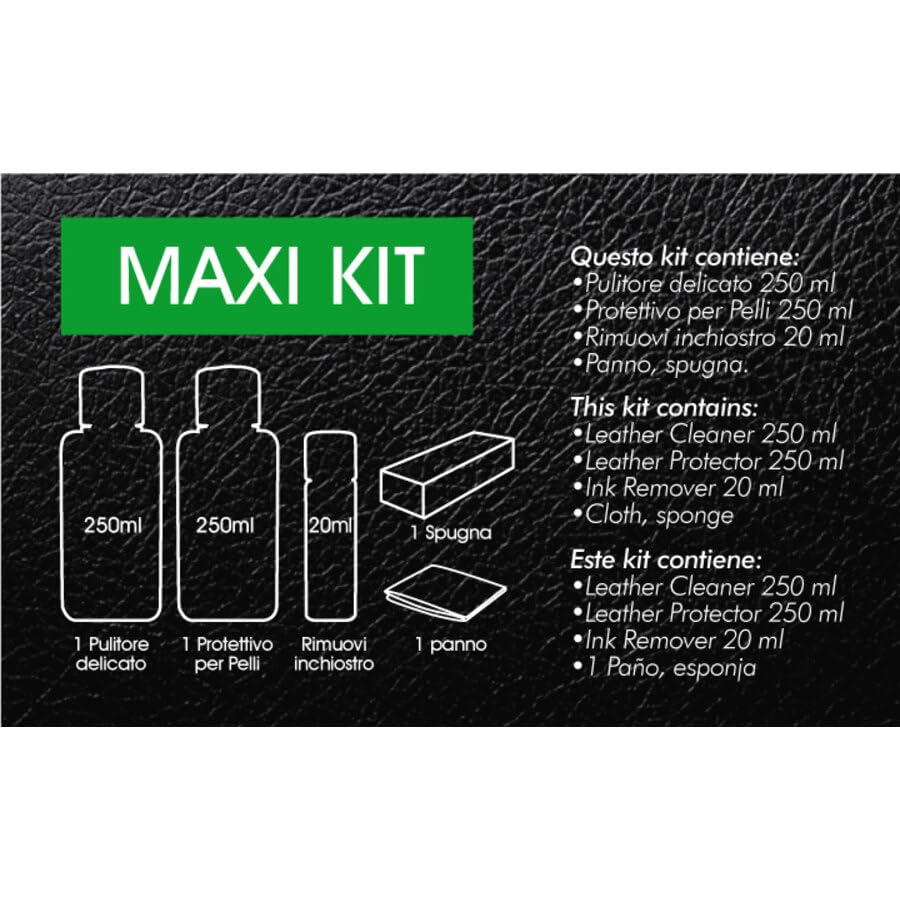 SARMAN 1592364 Kit Completo Pulizia e Protezione Interni Auto in Pelle | Detergente Delicato | Crema Protettiva Antimacchia a Base Acquosa (2x250ml)