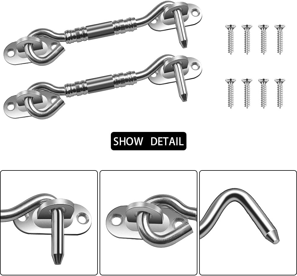 Stainless Steel 304 Heavy Duty Hook and Eye Latch Black Cabin Hook and