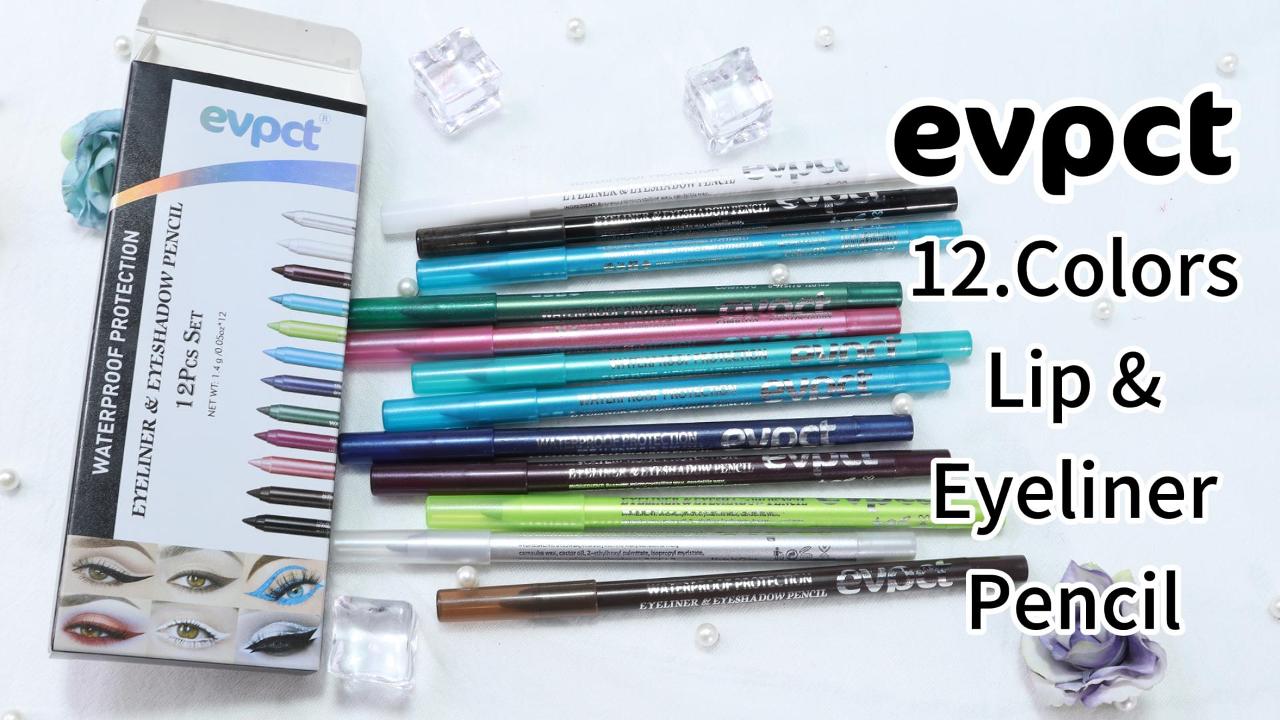 evpct 12Pcs Green Blue White Black Brown Purple Color Gel Glitter Eyeliner Pencils Set for Women Waterline Waterproof Smudge Proof lapiz de ojos delineador de ojos contra el agua Eye Liner Makeup 1-5