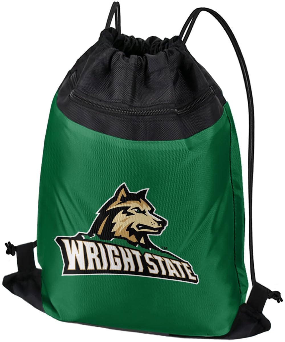 Campus Lab Wright State University Primary Logo Drawstring Backpack Sports Bag Sackpack, Perfect for Gym, Yoga, Practice or Travel